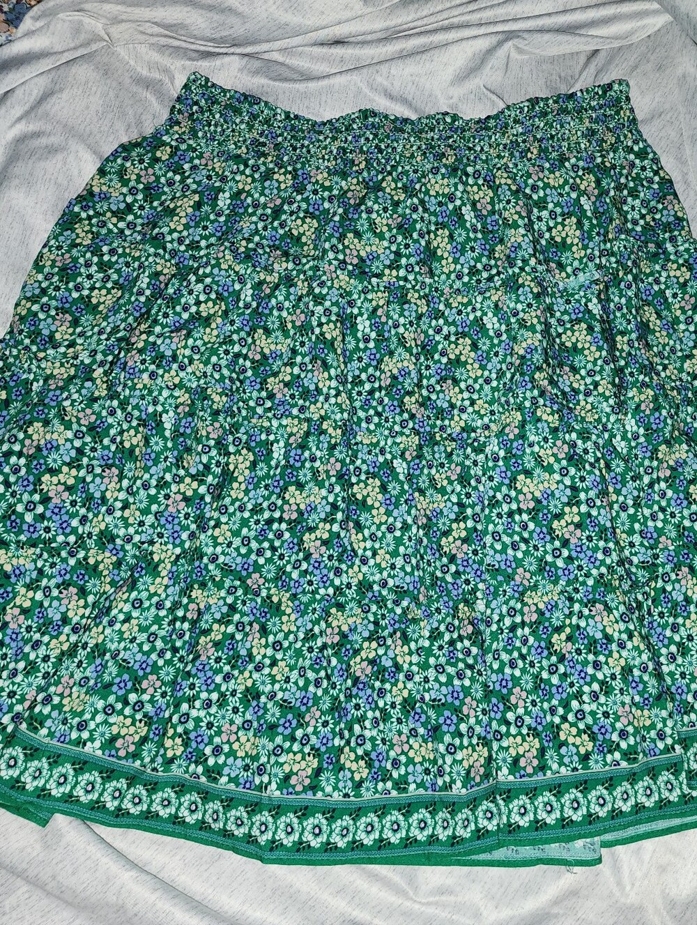 Max Studio Green Floral Tiered Women's Skirt